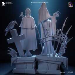 The Matron & Maiden - Gothic Duo Dark Academia Horror Wednesday & Morticia Resin Figure 16K - thumbnail 4