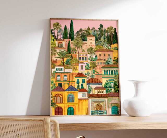 Spain Travel Poster Barcelona Gaudi Art, Madrid, Andalusia - image 1