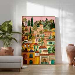 Spain Travel Poster Barcelona Gaudi Art, Madrid, Andalusia - thumbnail 3