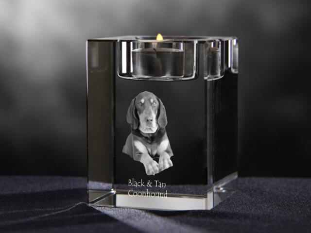 Black & Tan Coonhound - Crystal Candlestick With Dog, Souvenir, Decoration, Limited Edition, Collection - image 1