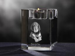 Black & Tan Coonhound - Crystal Candlestick With Dog, Souvenir, Decoration, Limited Edition, Collection - thumbnail 1