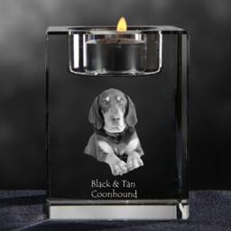 Black & Tan Coonhound - Crystal Candlestick With Dog, Souvenir, Decoration, Limited Edition, Collection - thumbnail 3