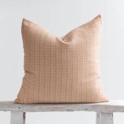 Rustic Woven Cotton Throw Pillow Cover, Pastel Orange, Farmhouse Style - thumbnail 1