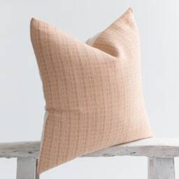 Rustic Woven Cotton Throw Pillow Cover, Pastel Orange, Farmhouse Style - thumbnail 3