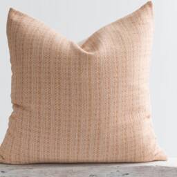 Rustic Woven Cotton Throw Pillow Cover, Pastel Orange, Farmhouse Style - thumbnail 2