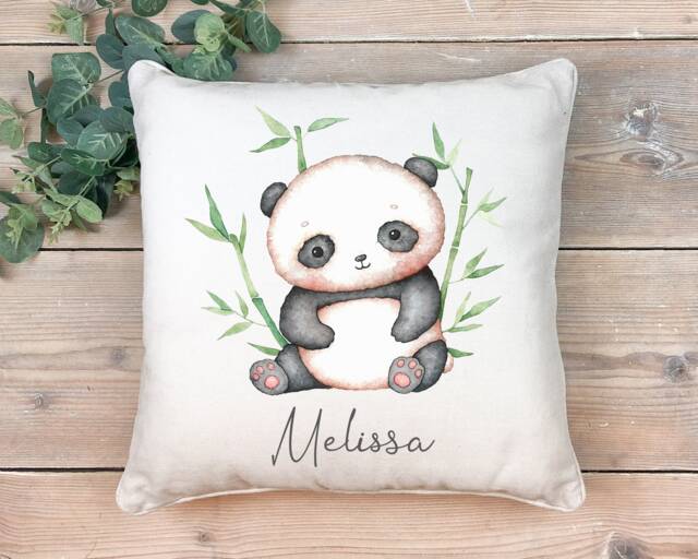 Personalised Panda Cushion Gift , Printed Name Design Throw Pillow For Girls Boys Bedroom Christmas - image 1