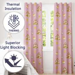 Cute Baby Chick Hen Coop Farm Soft Pink Background Seamless Pattern Readymade Eyelet Ring Top Thermal 100% Blackout Curtains - thumbnail 3