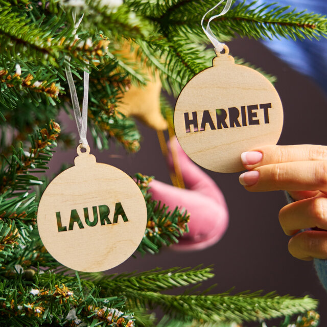 Personalised Wooden Bauble Christmas Decoration