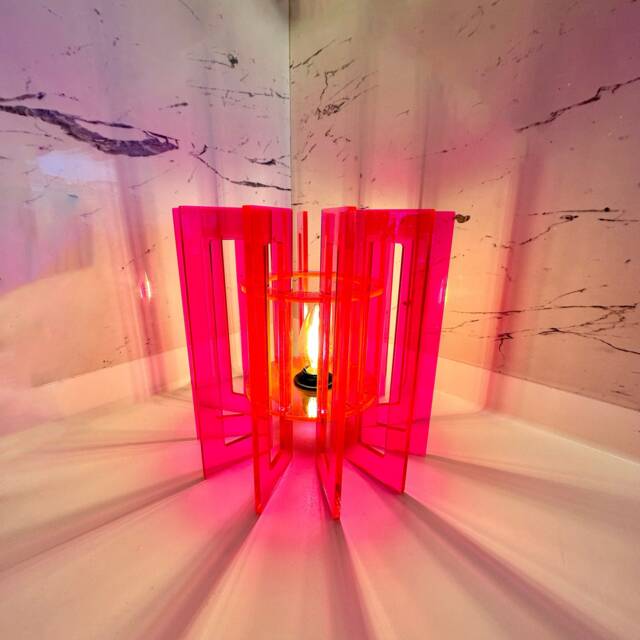 Art Deco Pink Neon Table Lamp Acrylic Home Decor - 30cm - image 1