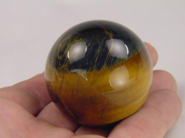 African Golden Tiger Eye Lapidary 44mm Diameter Sphere With Stand 4872K