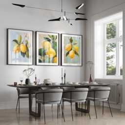 Set Of 3 Lemon Fruit Art Prints, Wall , Citrus Print, Home Decor, Kitchen Wall Art, Lemons Poster , Bedroom Prints , Home Decor - thumbnail 1