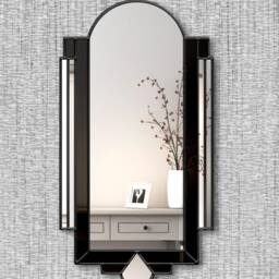 Athena Tall Art Deco Full Length Mirror in Black - thumbnail 3