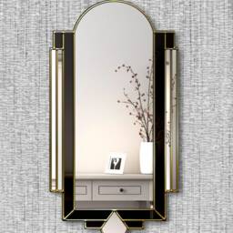Athena Tall Art Deco Full Length Mirror in Black - thumbnail 4