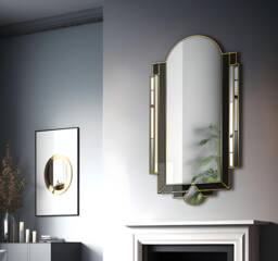 Athena Tall Art Deco Full Length Mirror in Black - thumbnail 1
