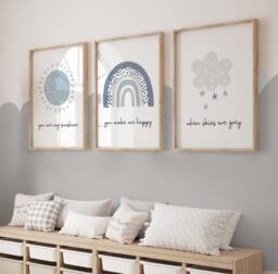 Boys Nursery Prints, Rainbow Prints, Nursery Decor, You Are My Sunshine, Nursery Wall Art, Blue, Boho Nursery, Neutral, Toddler, Playroom, Baby Boy - thumbnail 1