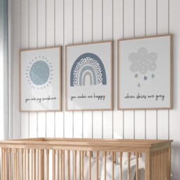 Boys Nursery Prints, Rainbow Prints, Nursery Decor, You Are My Sunshine, Nursery Wall Art, Blue, Boho Nursery, Neutral, Toddler, Playroom, Baby Boy - thumbnail 2