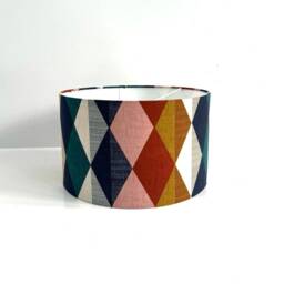 New Blue Geometric Pattern Clark & Denver Diamond Print Multicoloured Lamp Shade Pendant - thumbnail 3