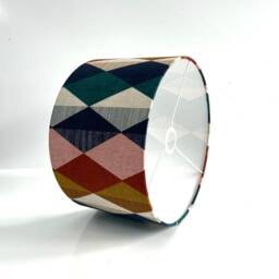 New Blue Geometric Pattern Clark & Denver Diamond Print Multicoloured Lamp Shade Pendant - thumbnail 2