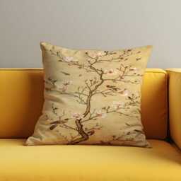 Blossom Bird Cushion Cover, Oriental Floral Pillow Case, Classic Tree Art Decorative Throw Pillowcase - thumbnail 3
