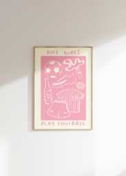 Hot Boys/Girls Play Football Wall Print - Sports Illustration Soccer Poster Game Art Boyfriend Gift Idea Gifts For - thumbnail 1