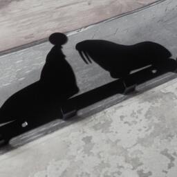 Sealion With Ball & Walrus Silhouette Key Hook Rack - Metal Wall Art - thumbnail 2