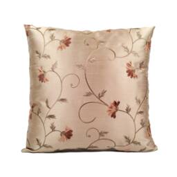 Tan Decorative Throw Pillow Cover, Silk Velour Blend Floral Embroidered Cushion Covers, Accent Designer Trendy Pillowcase, Boutique Pillows