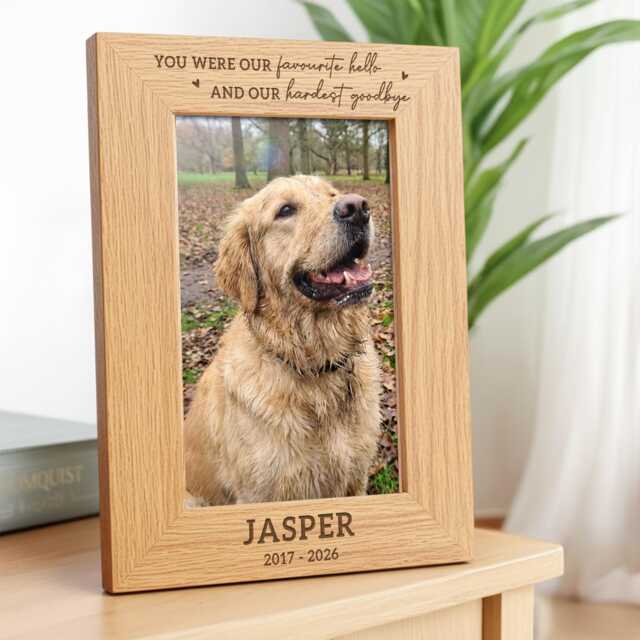 Pet Memorial Photo Frame - Personalised Engraved Wood Picture Gift - image 1