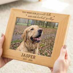 Pet Memorial Photo Frame - Personalised Engraved Wood Picture Gift - thumbnail 3