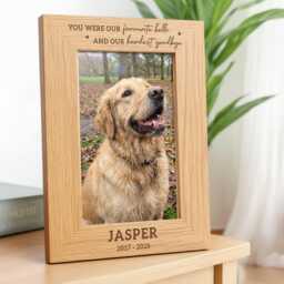 Pet Memorial Photo Frame - Personalised Engraved Wood Picture Gift
