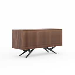 Long Walnut Record Player Stand, Mid Century Modern Media Console - thumbnail 2