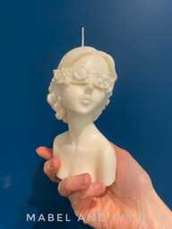 Large 14cm Flower Girl Blind Folded Princess Queen Bust - Fragranced Soy Wax Sculpture Candle