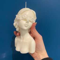 Large 14cm Flower Girl Blind Folded Princess Queen Bust - Fragranced Soy Wax Sculpture Candle - thumbnail 3
