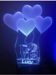 Love Hearts 3D Personalised Smart App Control Night Light Bluetooth, Music, 7&16M Colour Mobile App , Gift Led Lamp