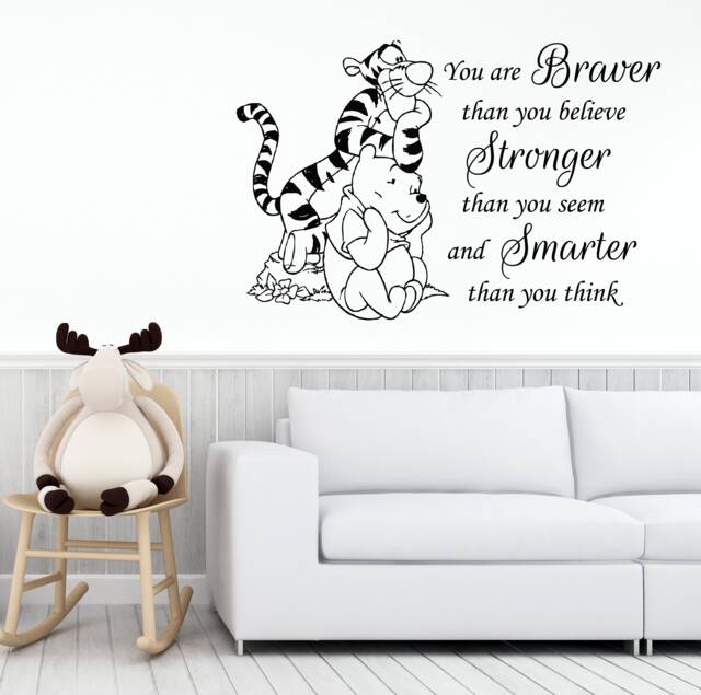 Nursery Quote Sticker You Are Braver Than Yobelieve Wall Decal Winnie The Pooh Tigger Vinyl Art Home Decor Mural Baby Room Ms325 - image 1