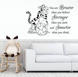 Nursery Quote Sticker You Are Braver Than Yobelieve Wall Decal Winnie The Pooh Tigger Vinyl Art Home Decor Mural Baby Room Ms325 - thumbnail 1