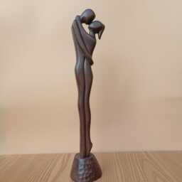 "Hand Carved Wooden Couple Sculpture - ""First Kiss" - thumbnail 3