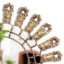 Peruvian Rose Vein Mirror 60 cm Handmade Wall Decor - Carved Wood Round Artistic Statement For Living Room Bathroom - thumbnail 2