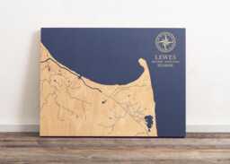 Lewes, Delaware Map - Engraved Wood Coastal Art Sign, Beach House Home Decor Wall Hanging Nautical Print, Unique Personalized Family Gift - thumbnail 1