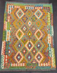Naturalis Kilim Rug, Handmade Artisan Afghan Turkish Aztec Sheep Wool Rug 199x153 cm - thumbnail 1