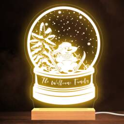 Christmas Snow Globe With A Snowman Family Personalised Gift Lamp Night Light - thumbnail 1