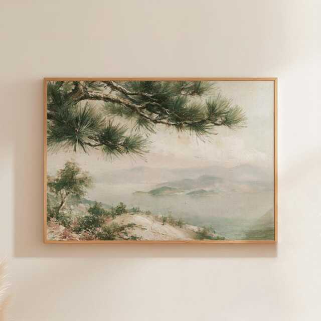 Mountain Meadow Poster, Pine Landscape Print, Nature Wall Art, Paper - image 1