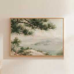 Mountain Meadow Poster, Pine Landscape Print, Nature Wall Art, Paper - thumbnail 1
