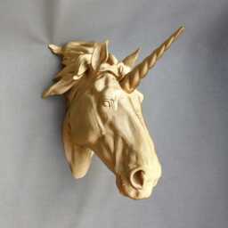 Gold Unicorn Head Wall Mount - 3D Printed Art Decor - thumbnail 2