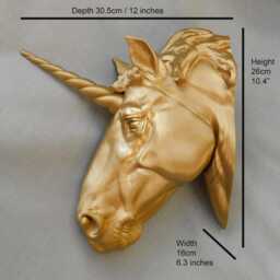 Gold Unicorn Head Wall Mount - 3D Printed Art Decor