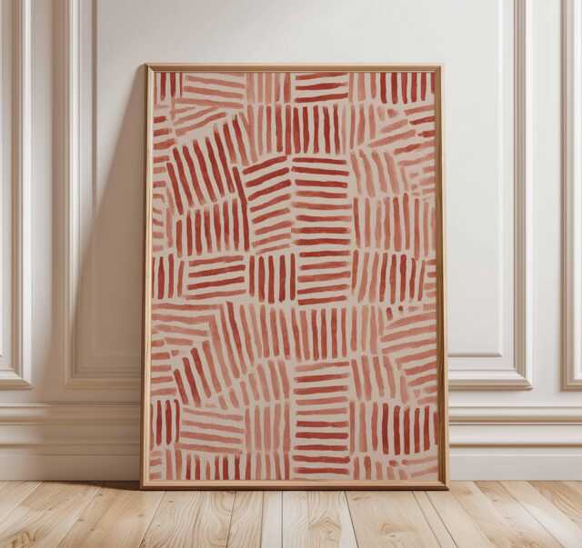 Abstract Red Geometric Print Poster - Modern Minimalist Line Art Wall Decor Contemporary Pattern Artwork For Living Room & Home - image 1