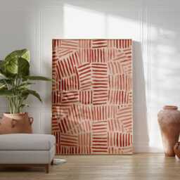 Abstract Red Geometric Print Poster - Modern Minimalist Line Art Wall Decor Contemporary Pattern Artwork For Living Room & Home - thumbnail 2