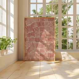 Abstract Red Geometric Print Poster - Modern Minimalist Line Art Wall Decor Contemporary Pattern Artwork For Living Room & Home - thumbnail 3