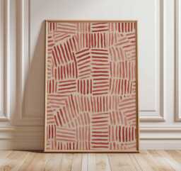 Abstract Red Geometric Print Poster - Modern Minimalist Line Art Wall Decor Contemporary Pattern Artwork For Living Room & Home - thumbnail 1