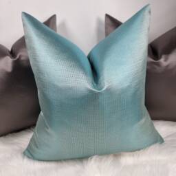Harlequin Accents Turquoise Luxury Satin Tiny Squares Cushion Cover Textured Fabric, Modern Sofa Bed Pillow