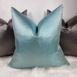 Harlequin Accents Turquoise Luxury Satin Tiny Squares Cushion Cover Textured Fabric, Modern Sofa Bed Pillow - thumbnail 3